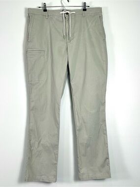 EVEN TIDE Mens Sage Gray Cotton Twill Pants Elastic Drawstring Waist Sz 38 x 32